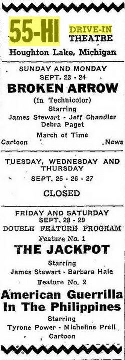 55-Hi Drive-In Theatre - Sep 21 1951 Ad